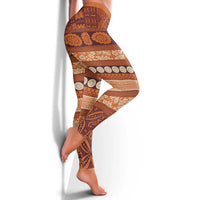 Fiji Marau na Kerisimasi Leggings Gold Tapa Masi Inspired Christmas LT9 - Polynesian Pride