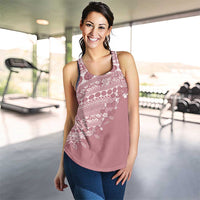 Fiji Marau na Kerisimasi Women Racerback Tank Dusty Rose Tagimoucia Tapa Masi Tribal - Polynesian Pride