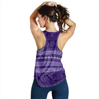Fiji Marau na Kerisimasi Women Racerback Tank Purple Tapa Masi Inspired Christmas - Polynesian Pride