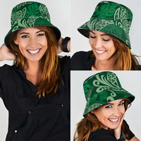 Forest Green Monstera Bucket Hat Polynesian Tribal Pattern - Polynesian Pride