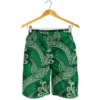 Forest Green Monstera Shorts for Men Polynesian Tribal Pattern - Polynesian Pride