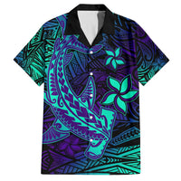 Purple Polynesian Family Matching Outfits - Off Shoulder Maxi Dress and Hawaiian Shirt Tribal Hammerhead Shark LT14 Mom's Dress - Polynesian Pride