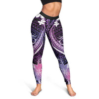 Galaxy Polynesian Pattern With Tropical Flowers Leggings - Polynesian Pride
