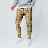 Gold Palaka Hawaii Mele Kalikimaka Jogger Pants Ohia Lehua Shell Leis Funny Gingerbread Santa - Polynesian Pride