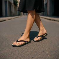 Gold Tropical Hawaii Flip Flops Seamless Monstera Plumeria Hawaiian Pattern - Polynesian Pride