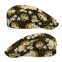 Gold Tropical Hawaii Jeff Hat Seamless Monstera Plumeria Hawaiian Pattern LT14 - Polynesian Pride