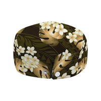 Gold Tropical Hawaii Jeff Hat Seamless Monstera Plumeria Hawaiian Pattern LT14 - Polynesian Pride