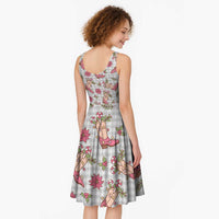 Gray Paniolo Palaka Hawaiian Cowgirl Christmas Midi Dress - Polynesian Pride