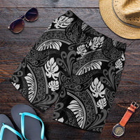 Grayscale Monstera Shorts for Men Polynesian Tribal Pattern - Polynesian Pride