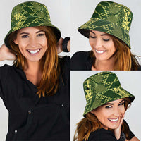 Green Aloha Hawaii Bucket Hat Hawaiian Kakau Ohia Lehua Lei - Polynesian Pride