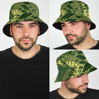 Green Aloha Hawaii Bucket Hat Hawaiian Kakau Ohia Lehua Lei - Polynesian Pride