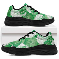 Green Aloha Hawaii Chunky Sneakers Monstera Hibiscus Plumeria Seamless Vibes LT14 Green - Polynesian Pride