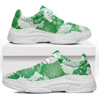 Green Aloha Hawaii Chunky Sneakers Monstera Hibiscus Plumeria Seamless Vibes LT14 Green - Polynesian Pride
