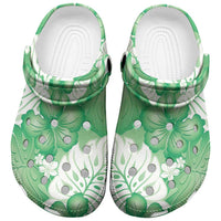 Green Aloha Hawaii Clogs Shoes Monstera Hibiscus Plumeria Seamless Vibes LT14 Green - Polynesian Pride
