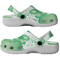 Green Aloha Hawaii Clogs Shoes Monstera Hibiscus Plumeria Seamless Vibes LT14 - Polynesian Pride