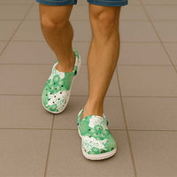 Green Aloha Hawaii Clogs Shoes Monstera Hibiscus Plumeria Seamless Vibes LT14 - Polynesian Pride