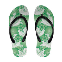 Green Aloha Hawaii Flip Flops Monstera Hibiscus Plumeria Seamless Vibes LT14 Green - Polynesian Pride