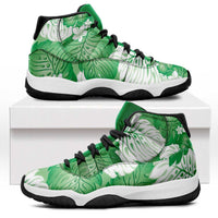 Green Aloha Hawaii Sneakers J11 Monstera Hibiscus Plumeria Seamless Vibes LT14 Green - Polynesian Pride