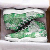 Green Aloha Hawaii Sneakers J11 Monstera Hibiscus Plumeria Seamless Vibes LT14 - Polynesian Pride