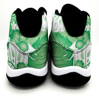 Green Aloha Hawaii Sneakers J11 Monstera Hibiscus Plumeria Seamless Vibes LT14 - Polynesian Pride