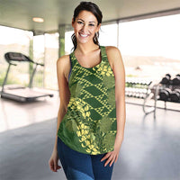 Green Aloha Hawaii Women Racerback Tank Hawaiian Kakau Ohia Lehua Lei - Polynesian Pride