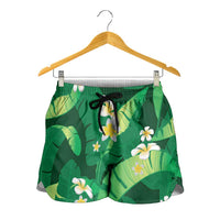 Green Banana Leaf Hawaii Shorts for Women Lau Maia Plumeria Tropical Summer Vibes