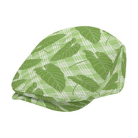 Green Hawaii Kalo Palaka Motifs Jeff Hat Hawaiian Taro Leaves Elegant Vibes LT14 - Polynesian Pride