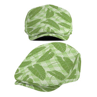 Green Hawaii Kalo Palaka Motifs Jeff Hat Hawaiian Taro Leaves Elegant Vibes LT14 - Polynesian Pride