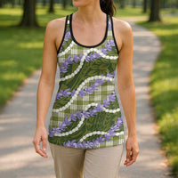 Green Hawaii Palaka Honohono Pikake Hollow Tank Top Hawaiian Orchid Lei Polynesian Pattern - Polynesian Pride
