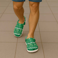 Green Hawaii Palm Tree Hibiscus Clogs Shoes Fantasy Summer Vibe
