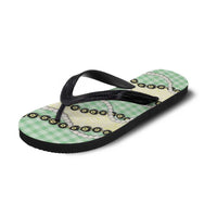 Green Palaka Hawaii Flip Flops Kukui Nut Pikake Lei Hawaiian Tapa Pattern - Polynesian Pride