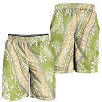 Green Palaka Hawaii Leis Shorts for Men Hawaiian-plaid Elegant Tropical Vibes - Polynesian Pride
