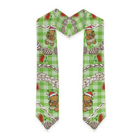 Green Palaka Hawaii Mele Kalikimaka Graduation Stole Ohia Lehua Shell Leis Funny Gingerbread Santa - Polynesian Pride