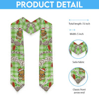 Green Palaka Hawaii Mele Kalikimaka Graduation Stole Ohia Lehua Shell Leis Funny Gingerbread Santa - Polynesian Pride