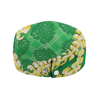 Green Palaka Hawaii Mele Kalikimaka Jeff Hat Ohia Lehua Monstera Puakenikeni Lei - Polynesian Pride