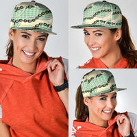 Green Palaka Hawaii Snapback Cap Kukui Nut Pikake Lei Hawaiian Tapa Pattern - Polynesian Pride