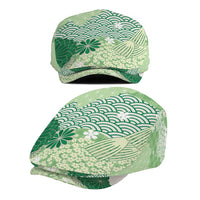 Green Palaka Japanese Traditional Jeff Hat Asanoha Seigaiha Sakura Motif LT14 - Polynesian Pride