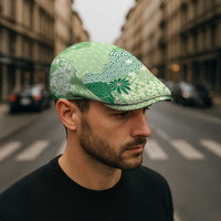Green Palaka Japanese Traditional Jeff Hat Asanoha Seigaiha Sakura Motif LT14 - Polynesian Pride