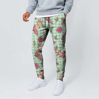 Green Paniolo Palaka Hawaiian Cowgirl Christmas Jogger Pants - Polynesian Pride