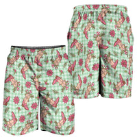 Green Paniolo Palaka Hawaiian Cowgirl Christmas Shorts for Men - Polynesian Pride