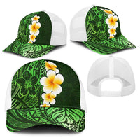 Green Polynesia Baseball Net Cap Plumeria Tropical Leaves With Galaxy Polynesian Art - Polynesian Pride
