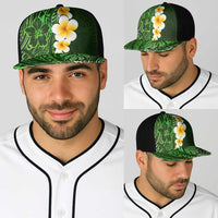 Green Polynesia Baseball Net Cap Plumeria Tropical Leaves With Galaxy Polynesian Art - Polynesian Pride