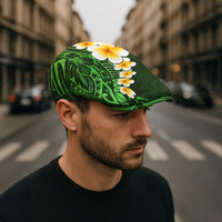 Green Polynesia Jeff Hat Plumeria Tropical Leaves Galaxy Polynesian Art LT14 - Polynesian Pride