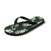 Green Tropical Hawaii Flip Flops Seamless Monstera Plumeria Hawaiian Pattern - Polynesian Pride
