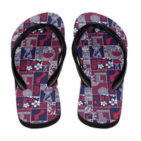 Guam Felis Pasgua Flip Flops Pacific Patchwork Xmas Vibes - Polynesian Pride