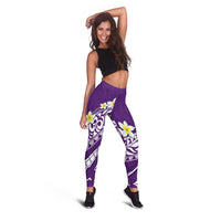 Hawaii Aloha Leggings Plumeria Vintage - Violet