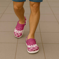 Hawaii Aloha Plumeria Lei Fuschia Palaka Clogs Shoes - Polynesian Pride