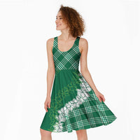 Hawaii Aloha Plumeria Lei Green Palaka Midi Dress - Polynesian Pride