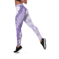 Hawaii Aloha Plumeria Lei Lavender Palaka Leggings - Polynesian Pride