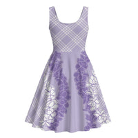 Hawaii Aloha Plumeria Lei Lavender Palaka Midi Dress - Polynesian Pride